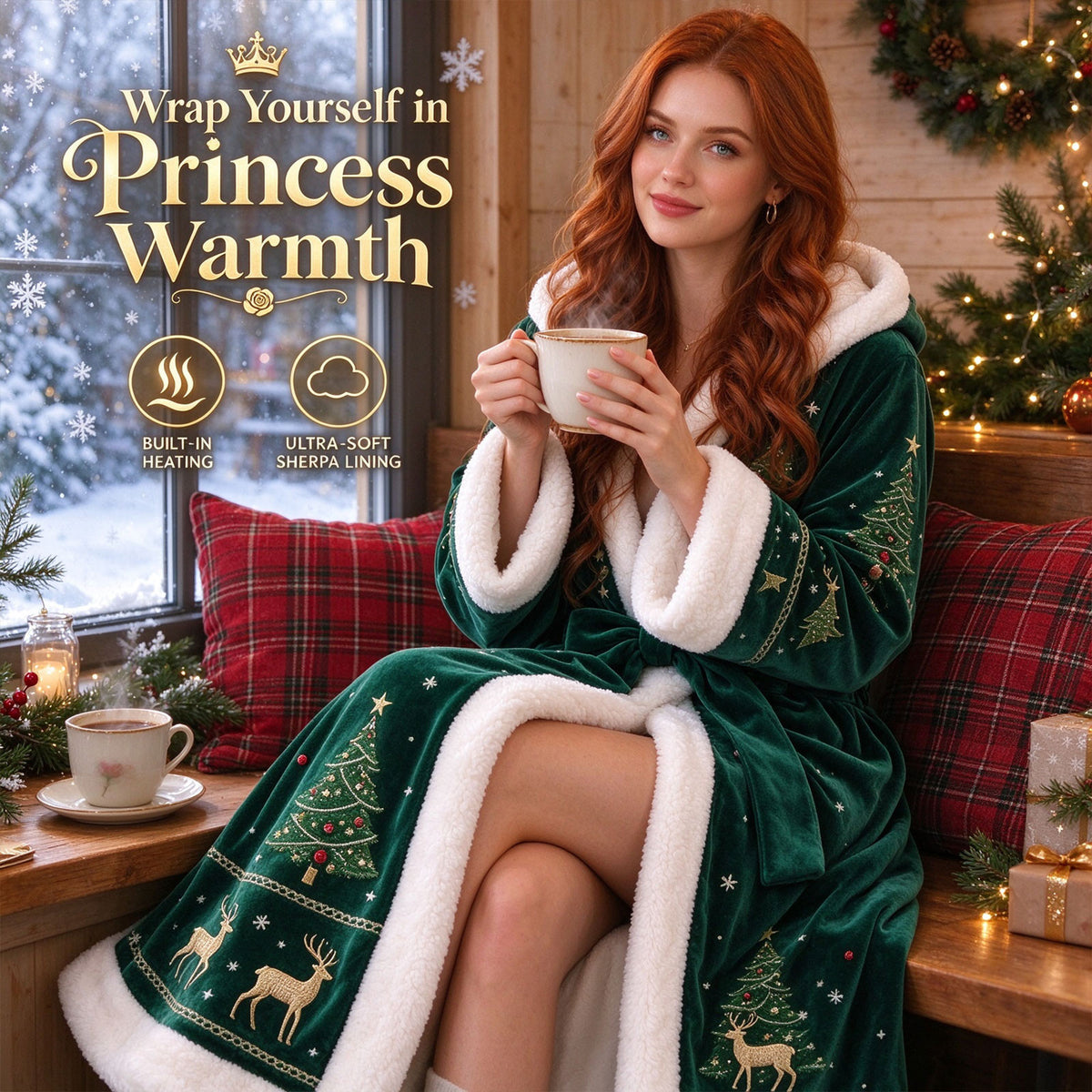 🎄🎄❄️❄️Heated Christmas Hooded Blanket Robe