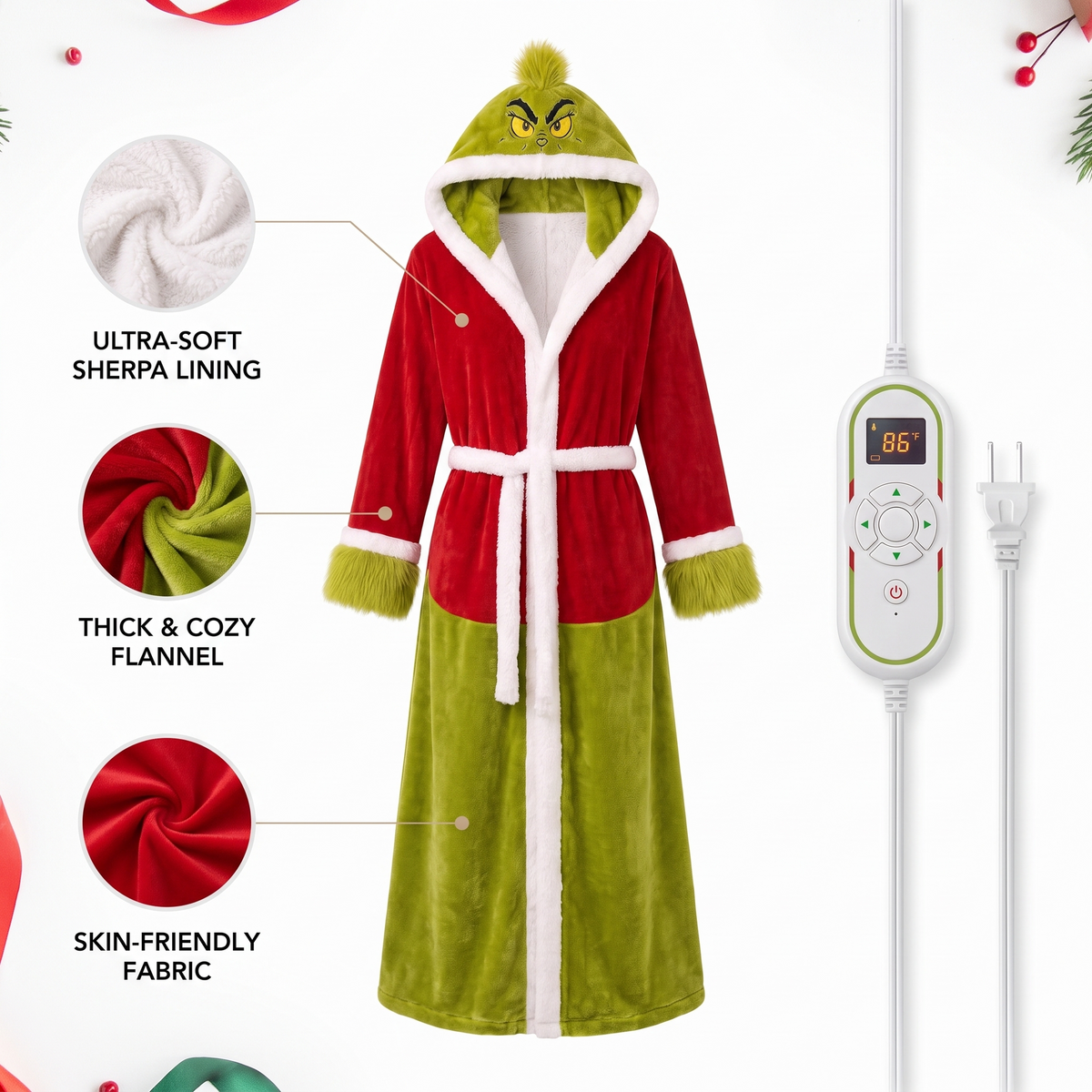 🎄🎄❄️❄️Heated Christmas Hooded Blanket Robe
