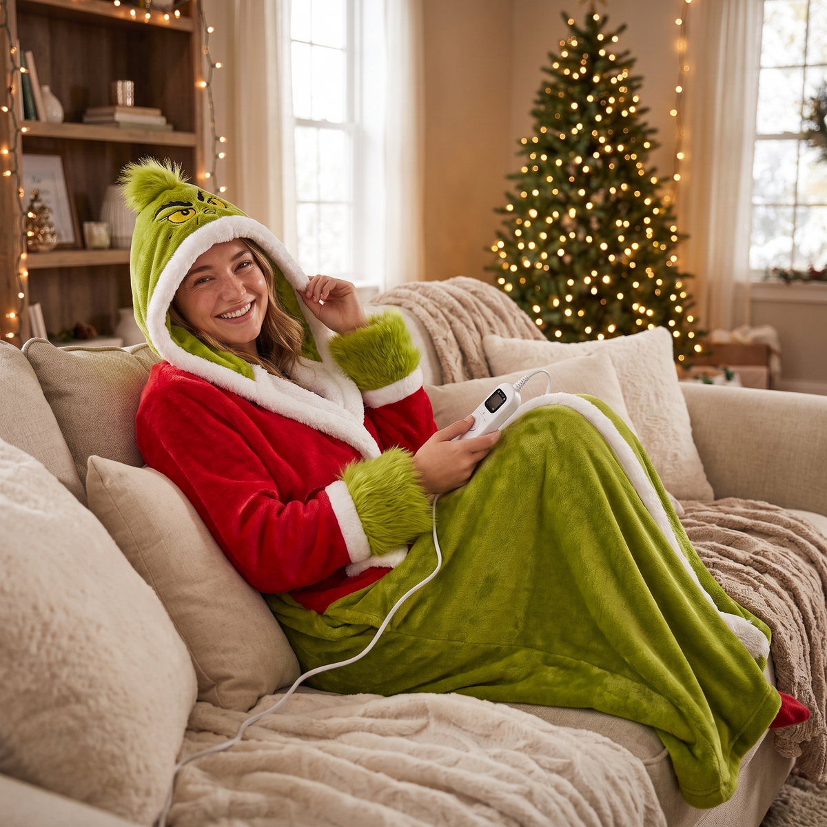 🎄🎄❄️❄️Heated Christmas Hooded Blanket Robe