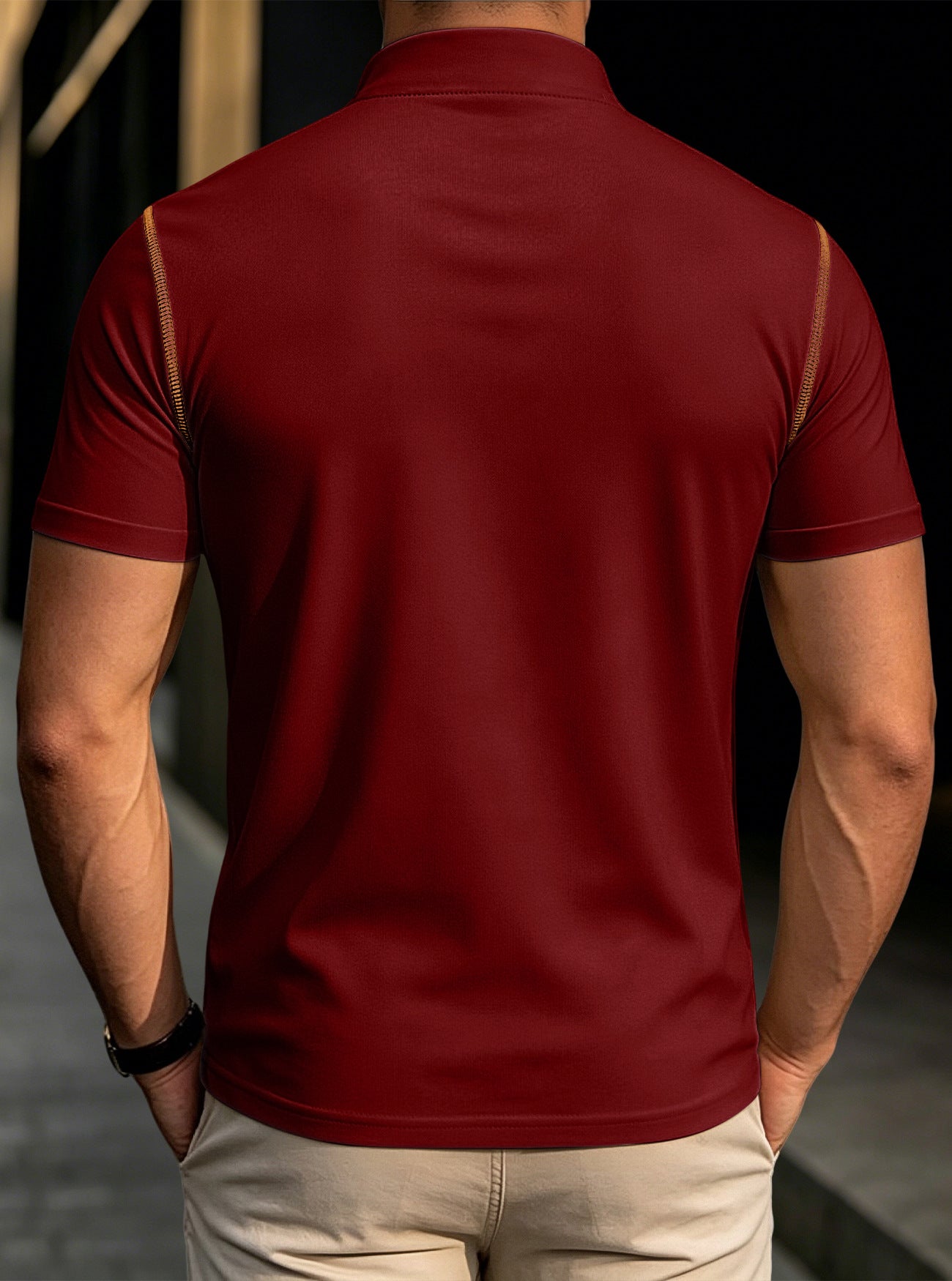 Men's Stand Collar Henley Polo Shirt