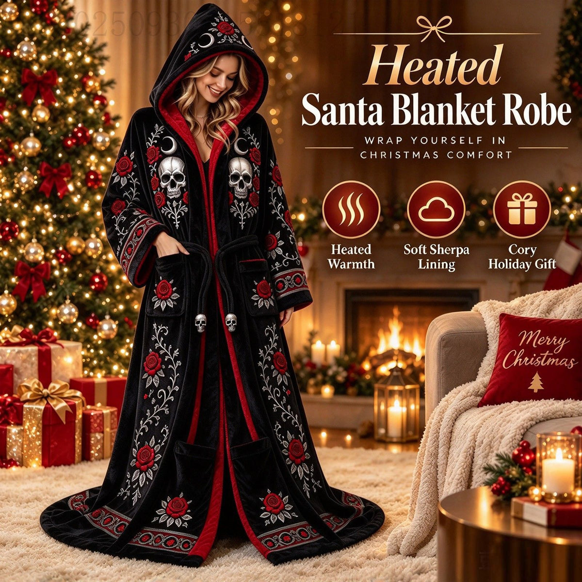 🎄🎄❄️❄️Heated Christmas Hooded Blanket Robe