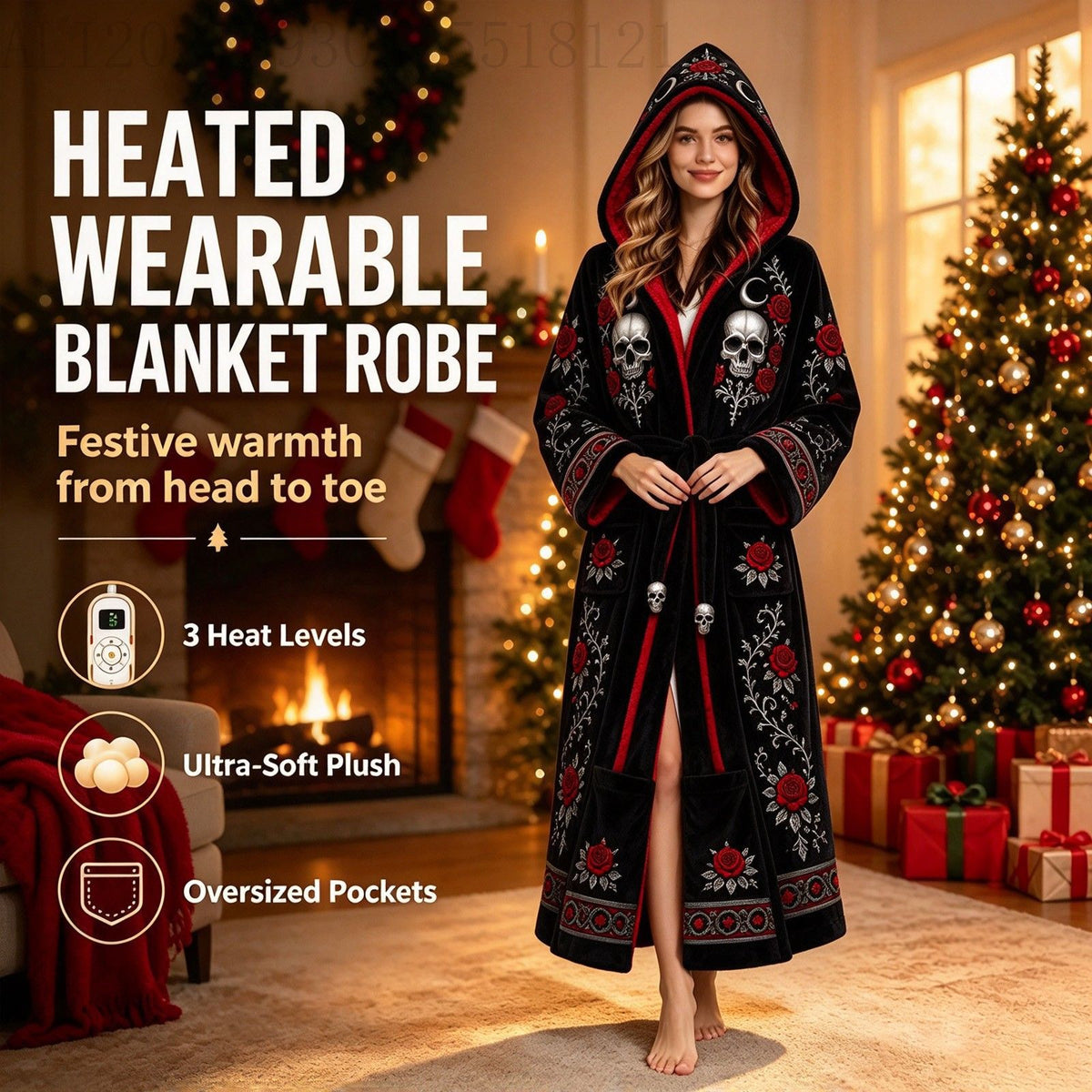 🎄🎄❄️❄️Heated Christmas Hooded Blanket Robe