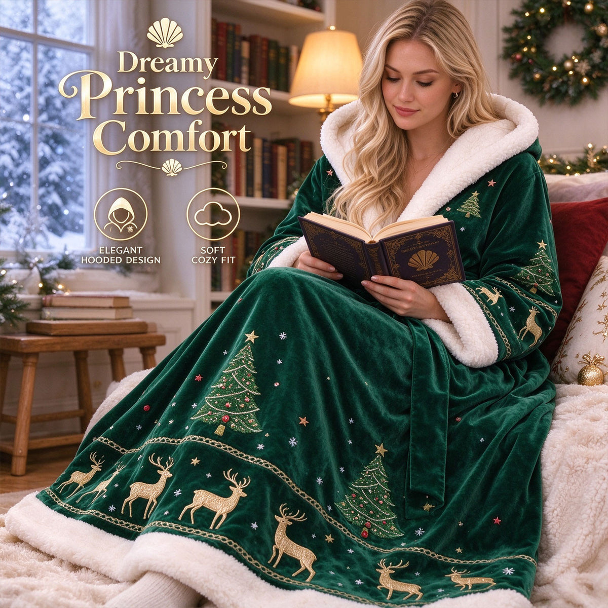 🎄🎄❄️❄️Heated Christmas Hooded Blanket Robe