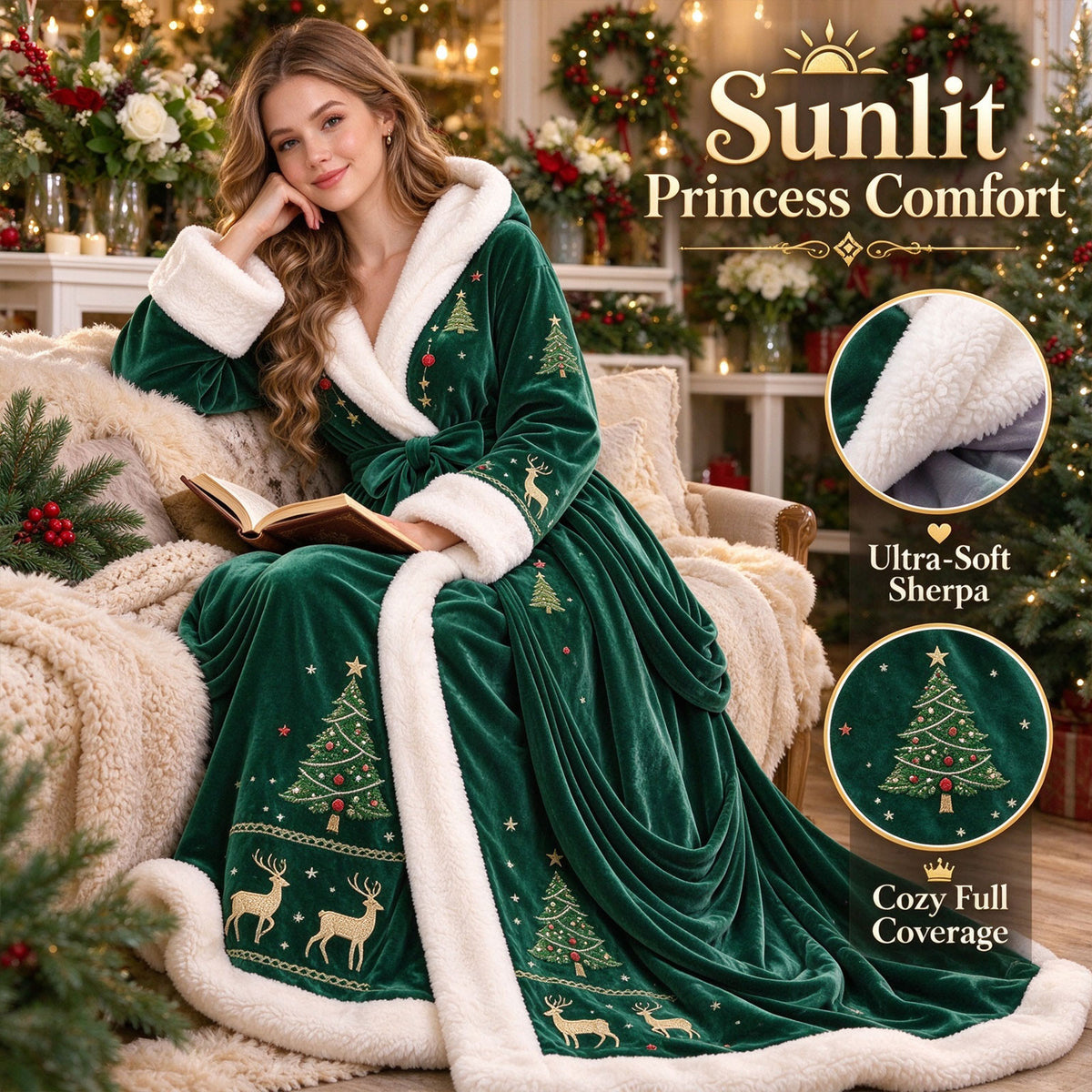 🎄🎄❄️❄️Heated Christmas Hooded Blanket Robe