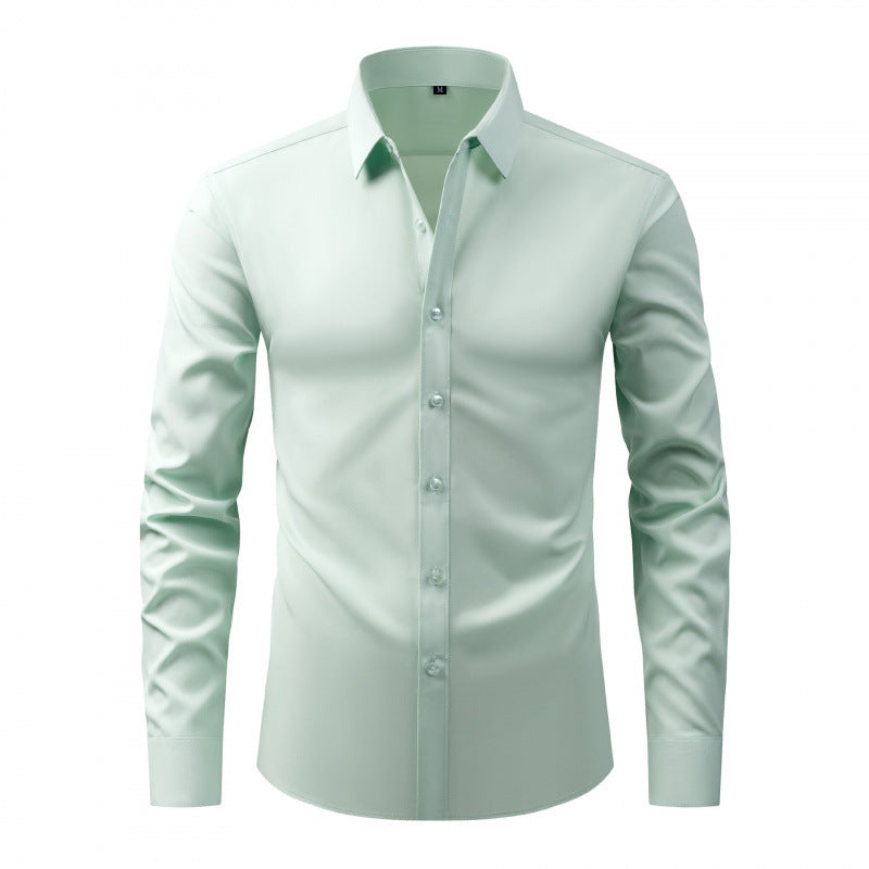 Men's Slim Fit High Stretch Long‑Sleeve Dress Shirt
