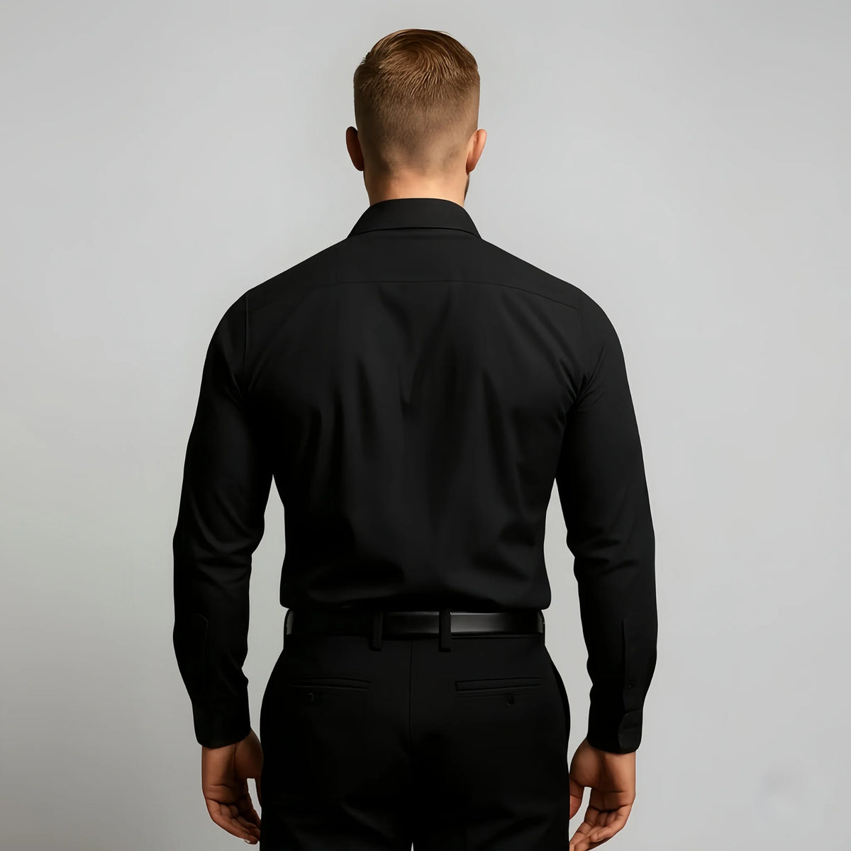 Men's Slim Fit High Stretch Long‑Sleeve Dress Shirt