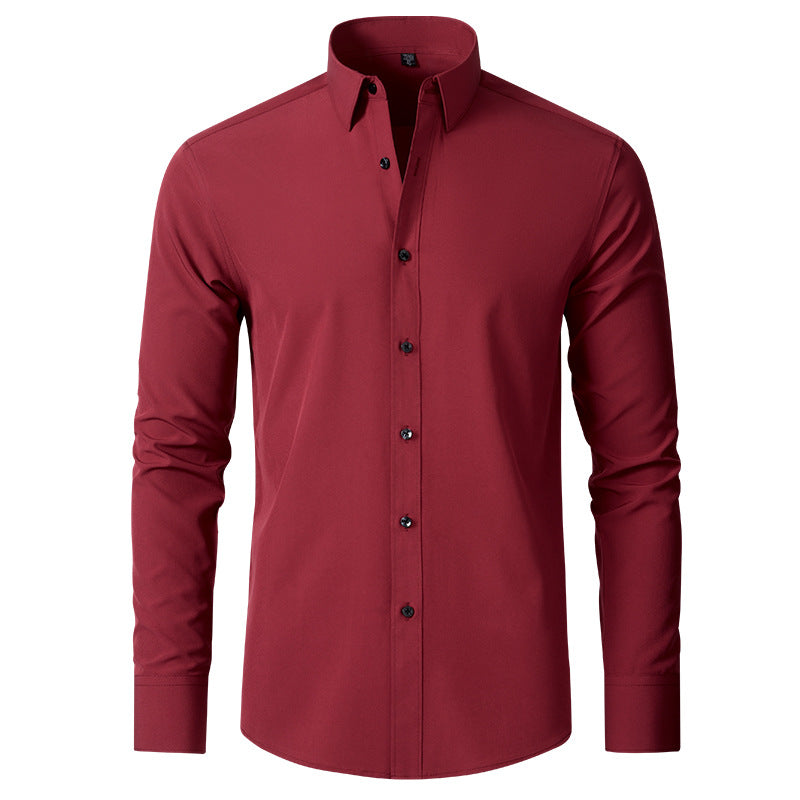 Men's Slim Fit High Stretch Long‑Sleeve Dress Shirt