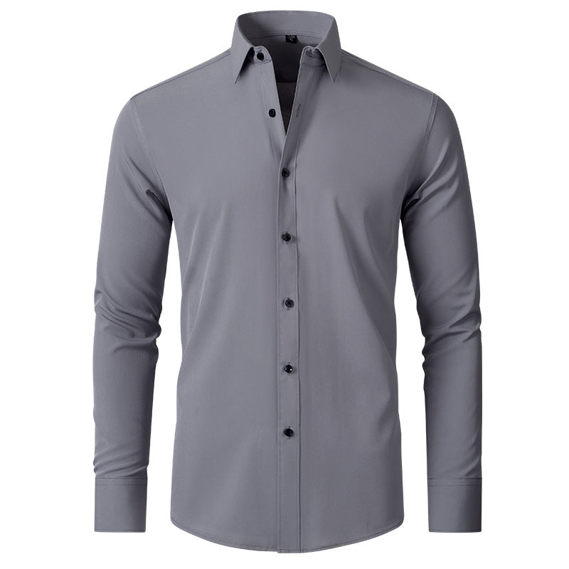 Men's Slim Fit High Stretch Long‑Sleeve Dress Shirt